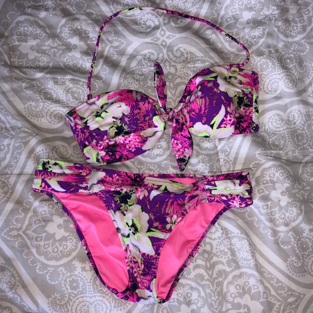 Neon floral bikini